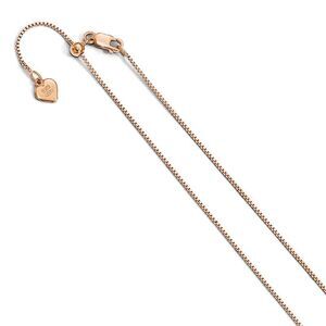 0.85mm Rose Gold Tone Sterling Silver Adjustable Box Chain, 30 Inch